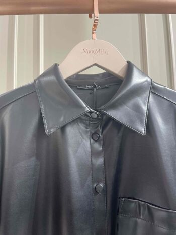 RITA - Robe - chemise simili - cuir NOIR 2