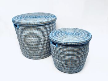 set de 2 paniers a linge plats Salandères - Bleus 2