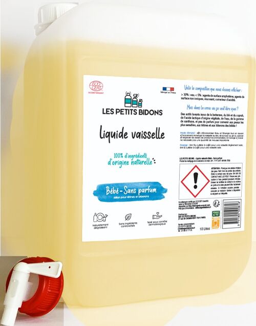 Kit Liquide Vaisselle Bébé - Sans Parfum 10L