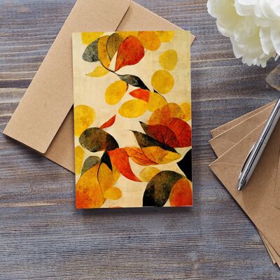 Hojas de otoño cayendo Tarjetas de felicitación