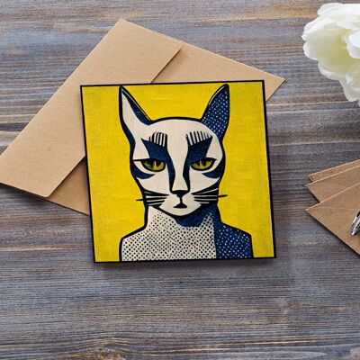 Chat Pop Art n ° 1 Carte de vœux