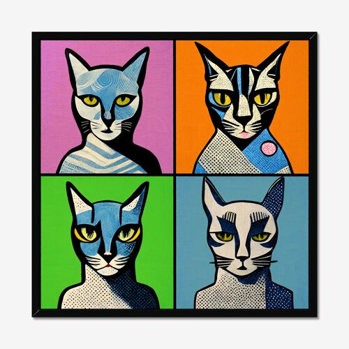 Pop Art Cat Quad Canvas