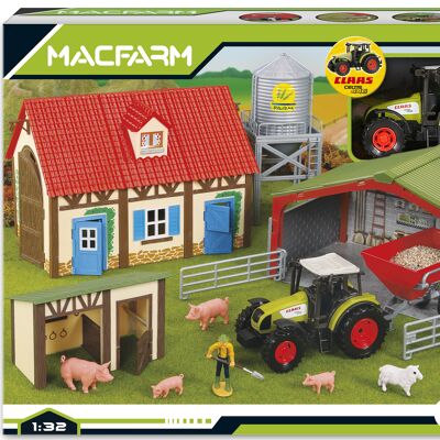 Komplettes Bauernhof-Set + Traktor + Silo + Tiere – ab 3 Jahren – MACFARM 802244