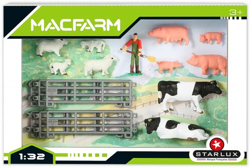 Coffret Figurines Ferme : Fermier + Animaux de la Ferme - Dès 3 ans - MACFARM 802196