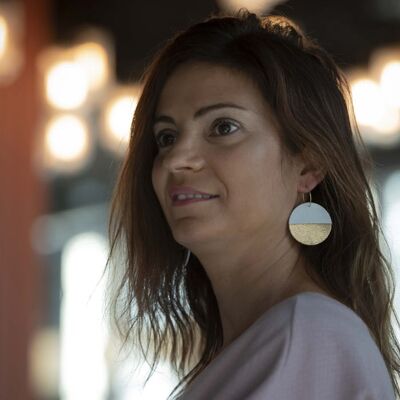Designer earrings in eco-responsible leather model MARLENE