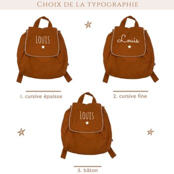 Sac à dos en double gaze terracotta personnalisable avec un prénom symbole petite étoile 2