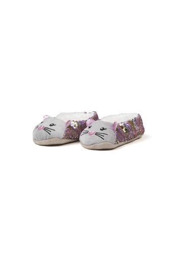 Chaussettes pantoufles chat à paillettes pour enfants par Cozy Sole 5