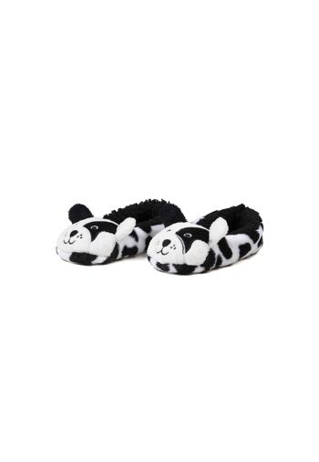 Chaussettes pour enfants à carreaux noirs et blancs Dog Slipper par Cozy Sole 5