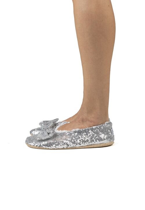 Womens Silver Sequin Ballerina