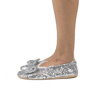 Womens Silver Sequin Ballerina