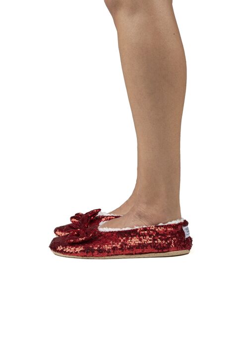 Womens Ruby Red Sequin Ballerina