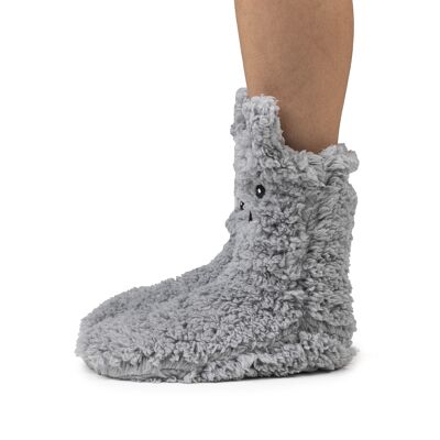 Women’s Grey Furry Animal Sock
