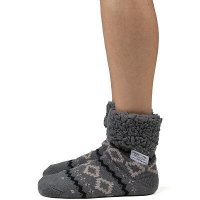 Gemütliche graue Jacquard-Socke für Damen