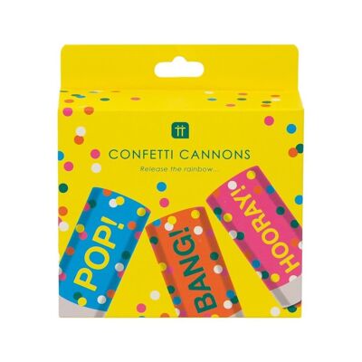 Cañones de confeti para fiesta - Paquete de 3
