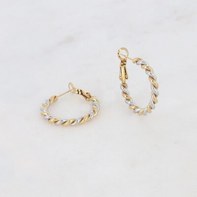 Twist S hoop earrings - Gold and silver