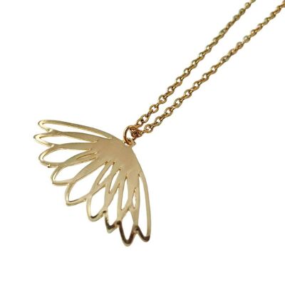 Leaf necklace in stainless steel and golden brass