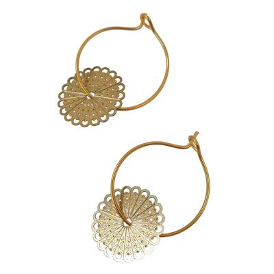 Lolita Hoop Earrings in Stainless Steel and Golden Brass