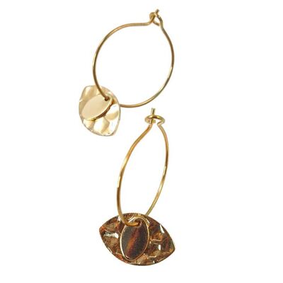 Ojo Hoop Earrings in Stainless Steel and Golden Brass
