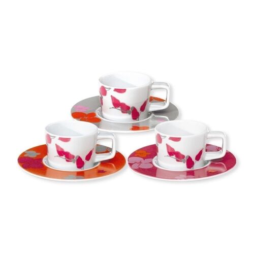 COLINE Boîte de 6 Paire-tasses expresso 3 couleurs assorties