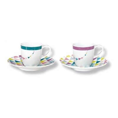 NUANCE Boîte de 6 Paire-tasses café 2 couleurs assorties