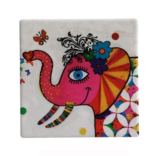 SMILE STYLE ELEPHANT Boite de 6 dessous de verre 9x9cm