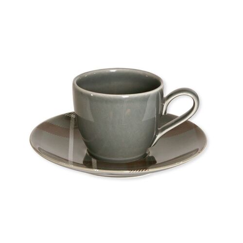 TRENDY gris fonce paire-tasse à café 19cl