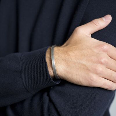 Fine brass bangle - patinated silver