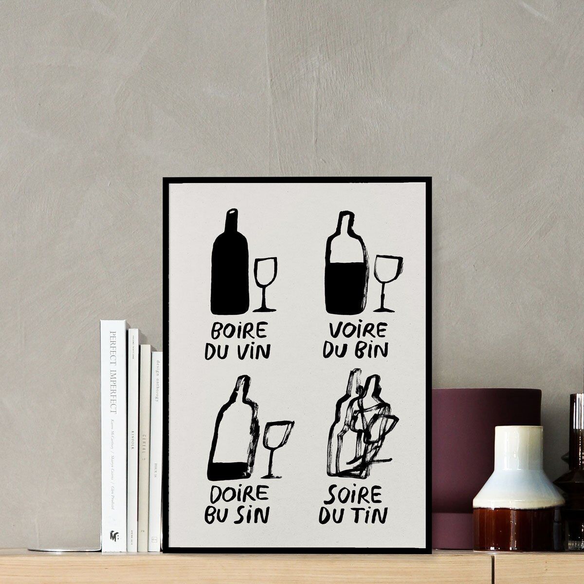 Poster illustrati di amici del vino - Bevi vino