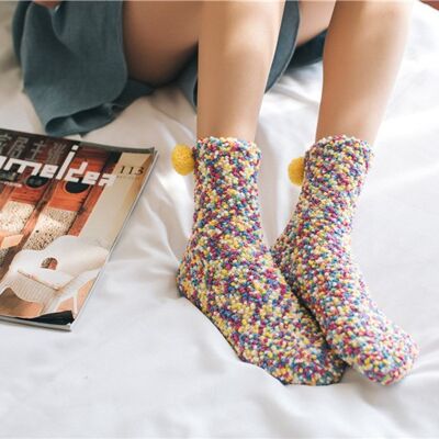 Fuzzy Coral Fleece-Socken für Damen