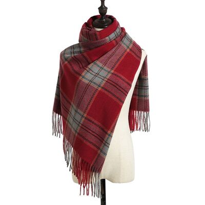 Sciarpa a scialle con nappe in cashmere imitato caldo stile britannico