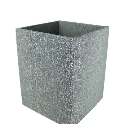 Trash rectangular ray blue faux leather trash can