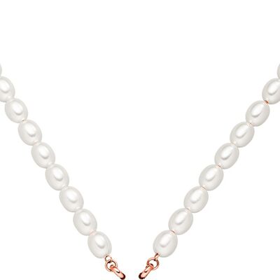 Glamor - pearl necklace 50cm stainless steel - rosé