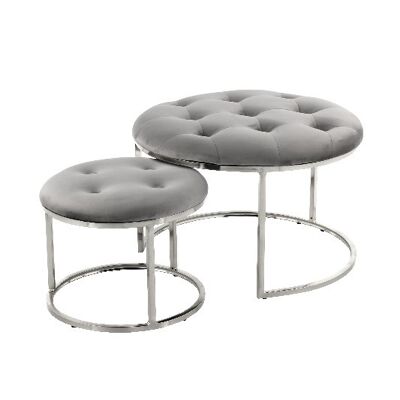 Hocker Myla 100-IN 2er-Set Grau / Silber