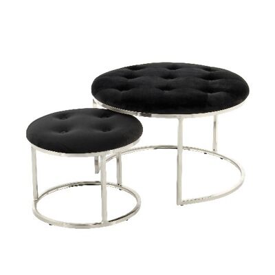 Hocker Becky 825 2er-Set Schwarz / Silber