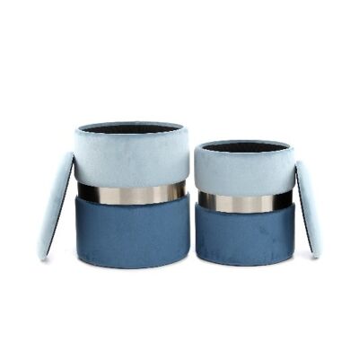 Hocker Zora 125 2-er Set Hellblau / Silber / Blau