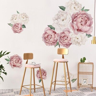 Giant pink and white flower stickers