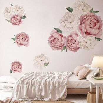Stickers fleurs géantes rose et blanche 2