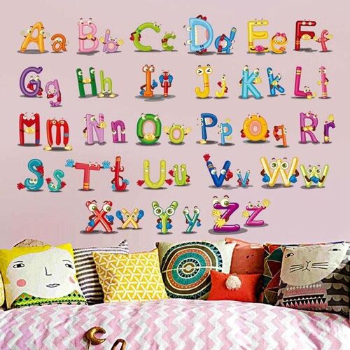 Stickers lettres alphabet colorés et drôles