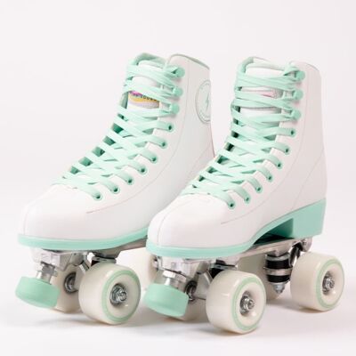 Resistant 4 Wheel Skates Retro Unisex Color White/Blue