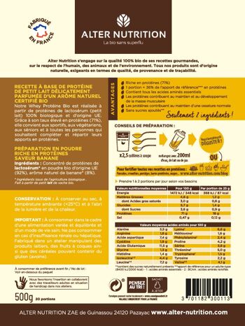 Protéine Whey Banane Bio - Sachet 500 g 5