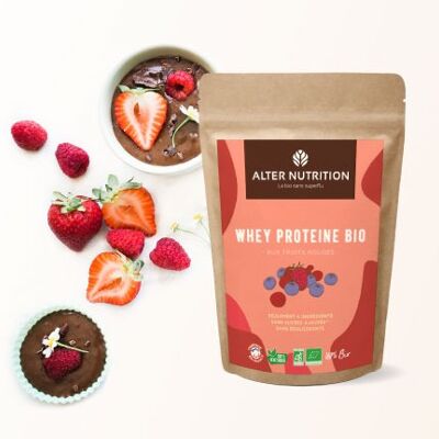 Proteine del siero di latte ai frutti rossi biologiche - Bustina da 200 g