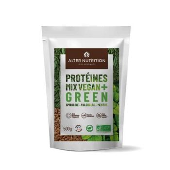 Protéine Vegan Spiruline Chlorelle Menthe - Green - Sachet 500 g 1