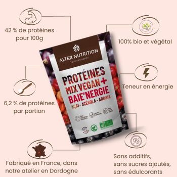 Protéine Végétale Bio Açai Acérola Aronia - Baie'nergie - Sachet 200 g 3