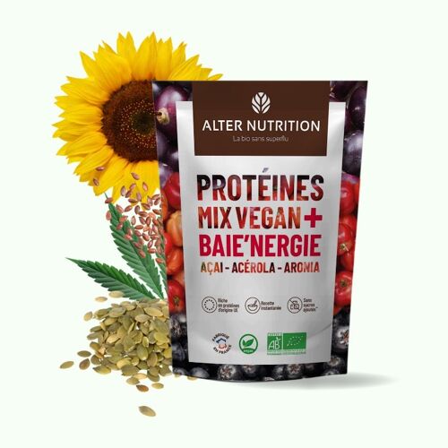 Protéine Végétale Bio Açai Acérola Aronia - Baie'nergie - Sachet 200 g