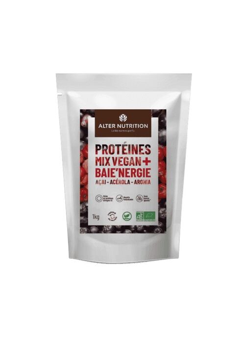 Protéine Végétale Bio Açai Acérola Aronia - Baie'nergie - Sachet 1 kg