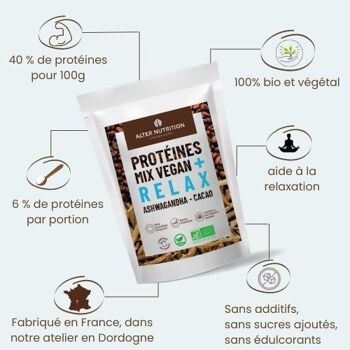 Protéine Végétale Bio Ashwagandha Cacao - Relax - Sachet 200 g 2