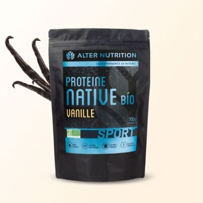 Organic vanilla native whey protein - Sachet 700 g