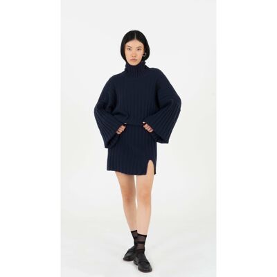 Pull en maille oversize bleu / Ensemble assorti