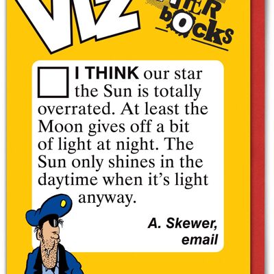 Sun Overrated Viz Letterbocks Funny Birthday Card