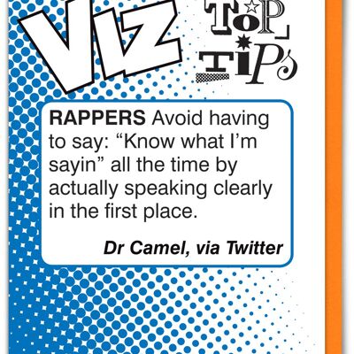 Rappers Viz Top Tips Funny Birthday Card
